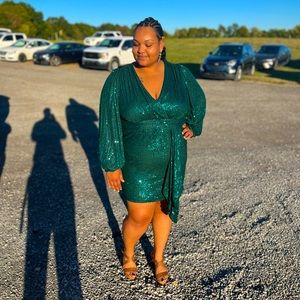 Dark green Sequin cocktail dress